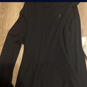 Ralph Lauren thermal hoodie. MenXL.Black w/gray horse.Only worn twice.Great cond